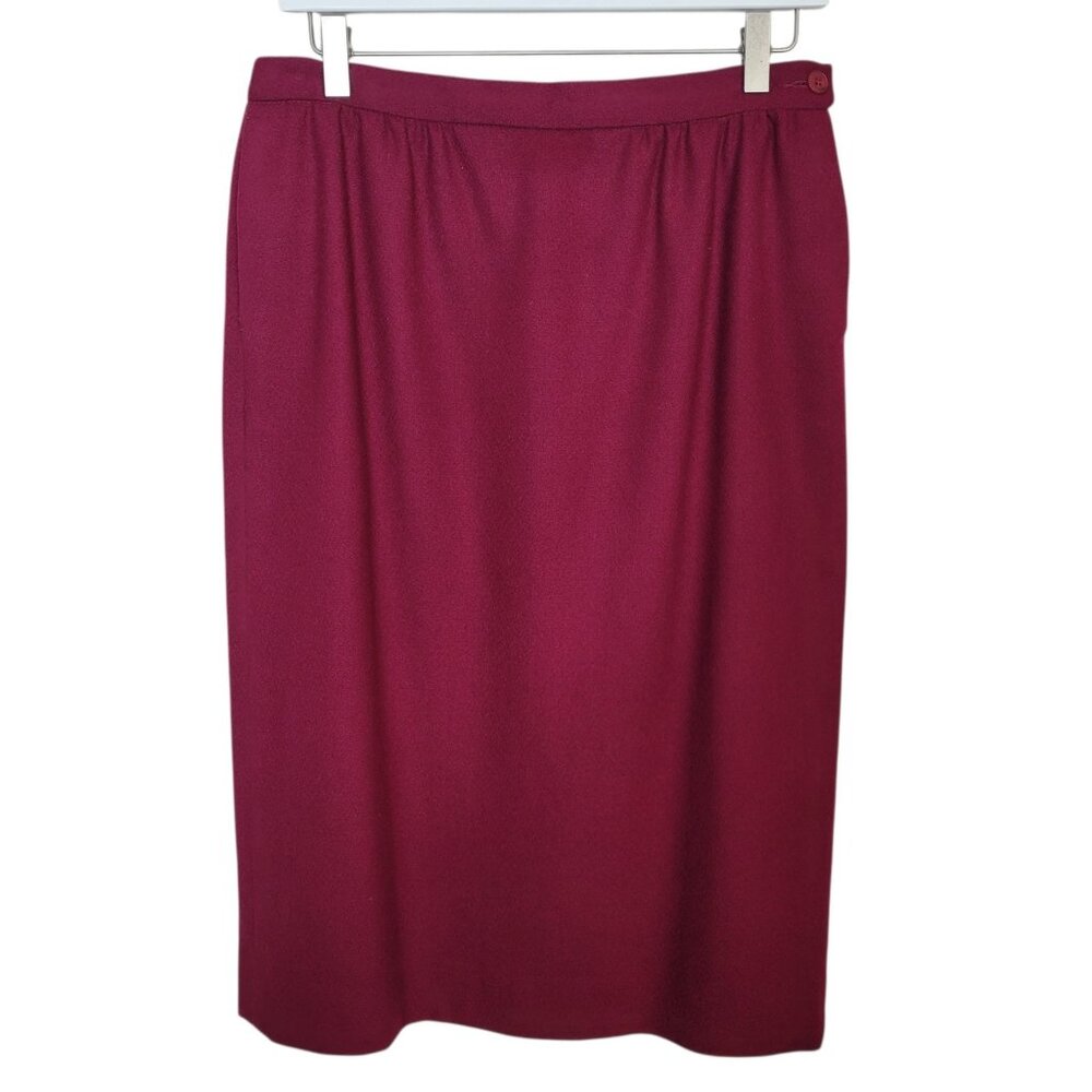 Vintage Pendleton Cranberry Suit Skirt Sz 12 Petite Winter Wool Career Office